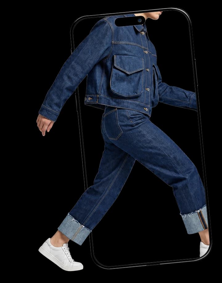 Un look in denim prende vita dentro lo smartphone